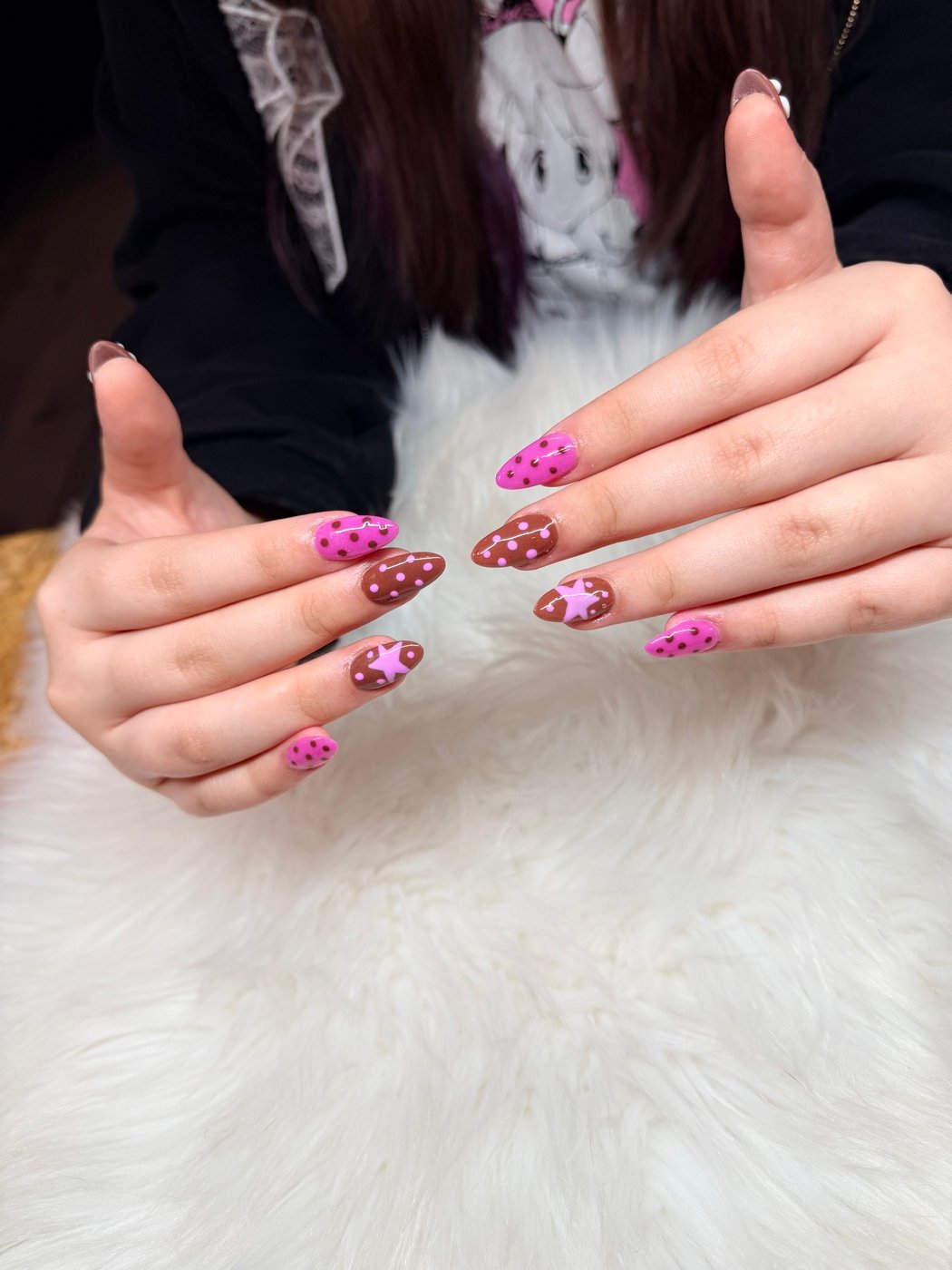 Pink floral nail art